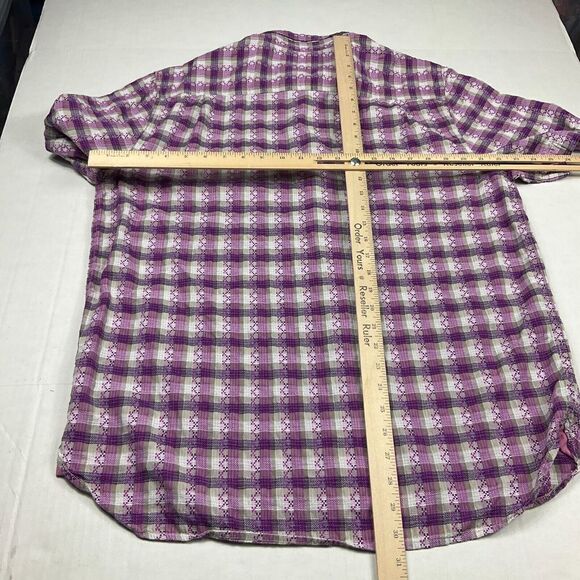 Tommy Bahama Mens Embroidered Button Down Shirt Plaid Short Sleeve Top LARGE - Picture 7 of 10